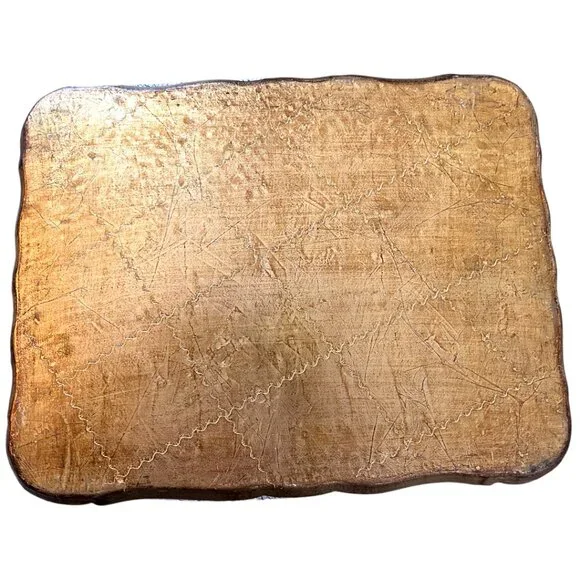 Vintage Florentine Gilt Tray with Red Lacquer Border - Picture 14 of 16